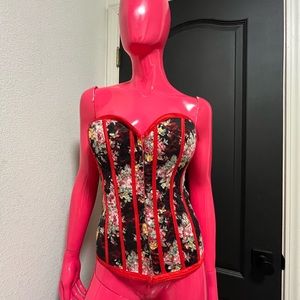 Vintage Charlotte Russe Red Floral Corset